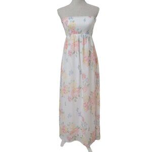Old Navy Size XS Floral Strapless Maxi Dress, Semi Sheer, Lined, Excellent Cond.
